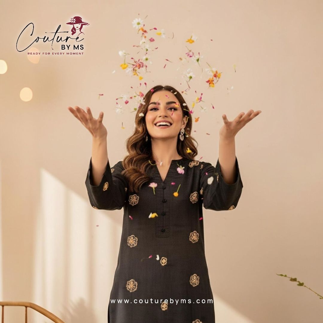 Linen Embroidered BlackSuit 2PC Unstitched view 2