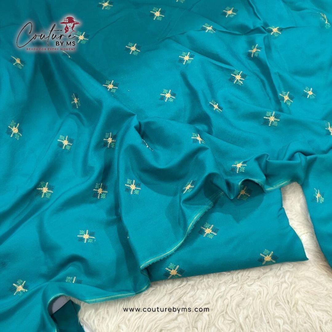 LinenEmbroidered Bluish Suit 2PC Unstitched view 2