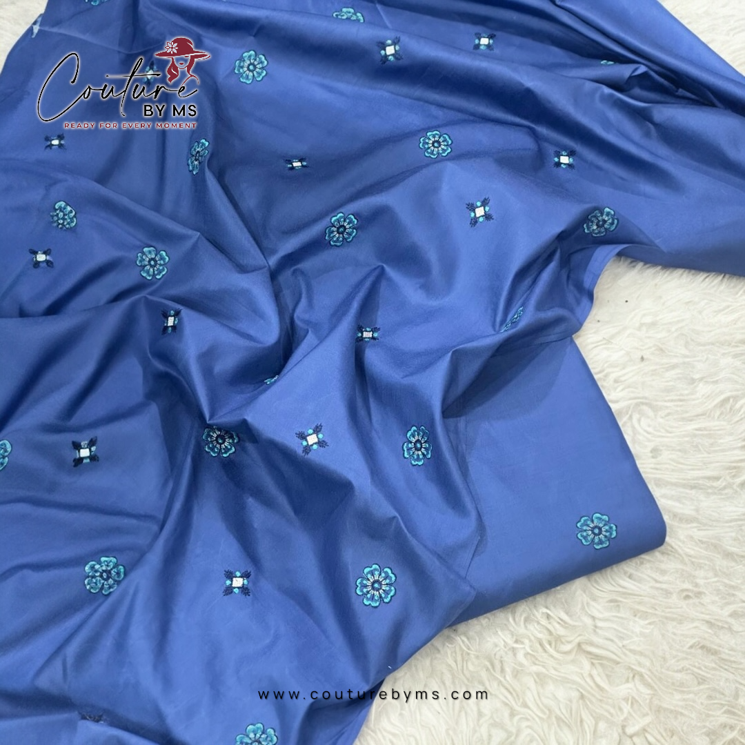 Linen Embroidered Blue Suit 2PC Unstitched view 3
