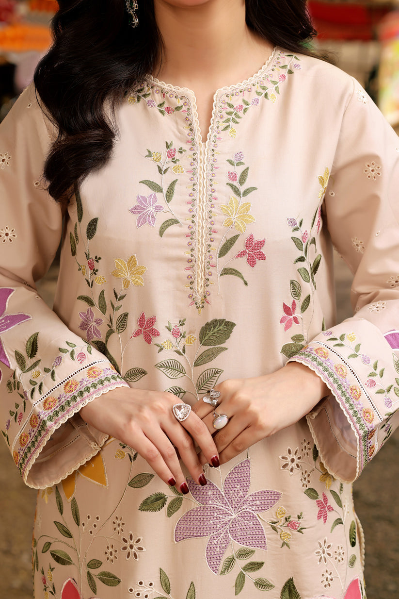 Lawn-3PC Chikankari Embroidered Shirt With Digital Printed Jacquard Dupatta-5245 view 2
